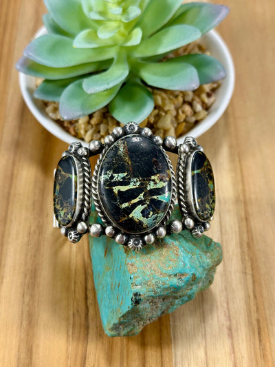 Black Jack 3 Stone Sterling Silver Cuff