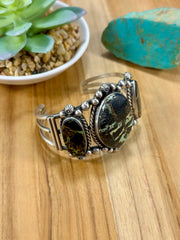 Black Jack 3 Stone Sterling Silver Cuff