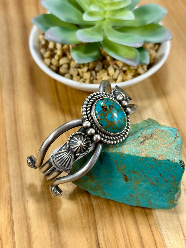 Kingman Turquoise Single Stone Sterling Silver Cuff