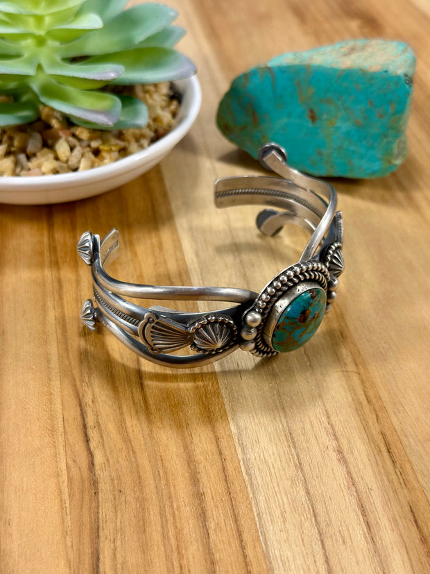 Kingman Turquoise Single Stone Sterling Silver Cuff