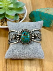Kingman Turquoise Single Stone Sterling Silver Cuff