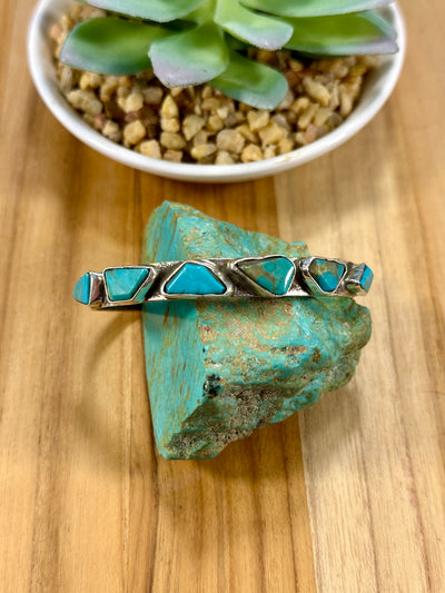 Kingman Turquoise 6 - Stone Bracelet Cuff