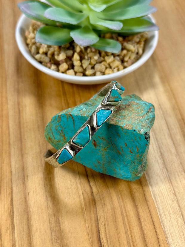 Kingman Turquoise 6 - Stone Bracelet Cuff