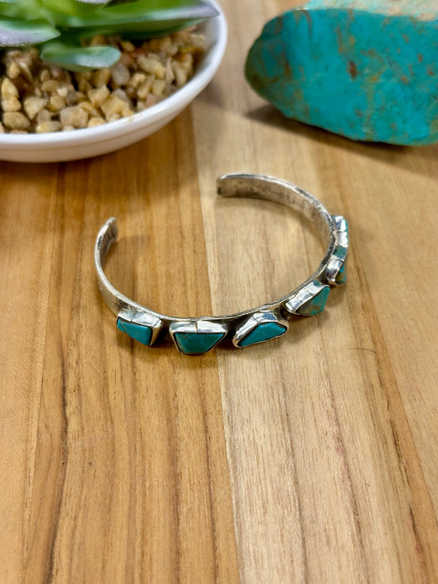 Kingman Turquoise 6 - Stone Bracelet Cuff