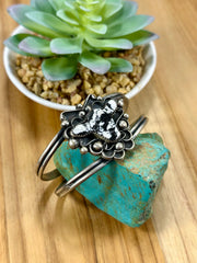 White Buffalo Cow Head Sterling Silver Bracelet Cuff