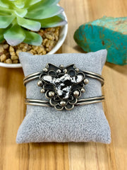 White Buffalo Cow Head Sterling Silver Bracelet Cuff
