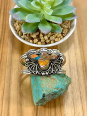 Spiny Oyster Cow Head Sterling Silver Cuff Bracelet