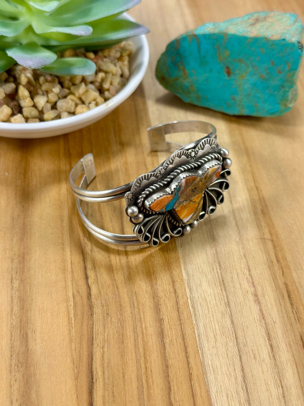 Spiny Oyster Cow Head Sterling Silver Cuff Bracelet