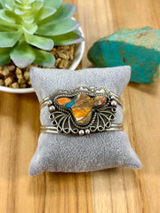 Spiny Oyster Cow Head Sterling Silver Cuff Bracelet