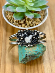 White Buffalo Cow Head Sterling Silver Bracelet Cuff