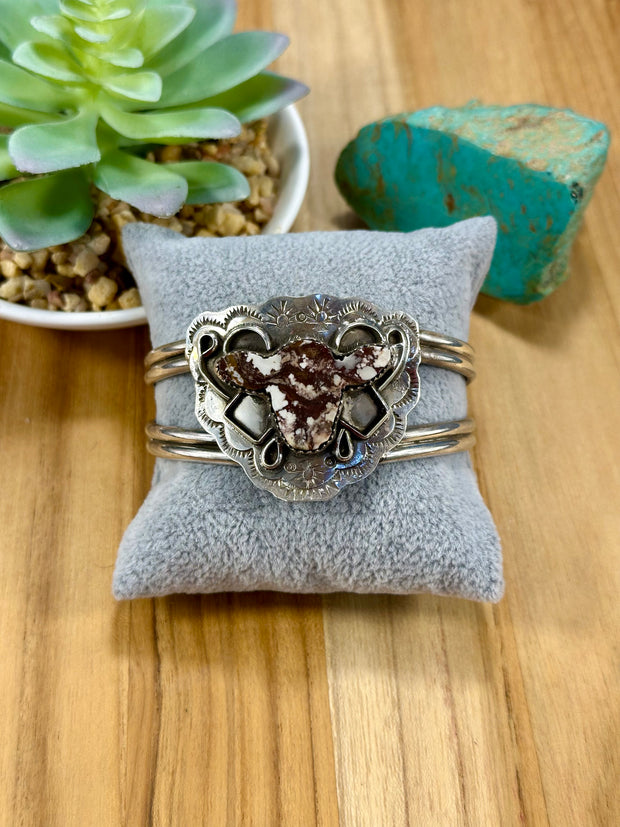 Wild Horse Cow Head Sterling Silver Bracelet Cuff