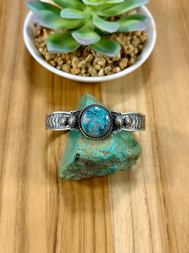 Kingman Turquoise Single Stone Sterling Silver Cuff Bracelet