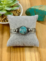 Kingman Turquoise Single Stone Sterling Silver Cuff Bracelet