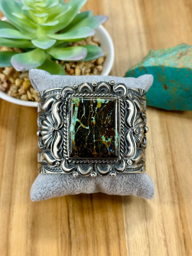 Black Jack Square Sterling Silver Cuff Bracelet