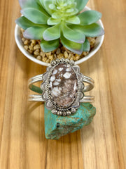 Wild Horse Oval Sterling Silver Cuff Bracelet