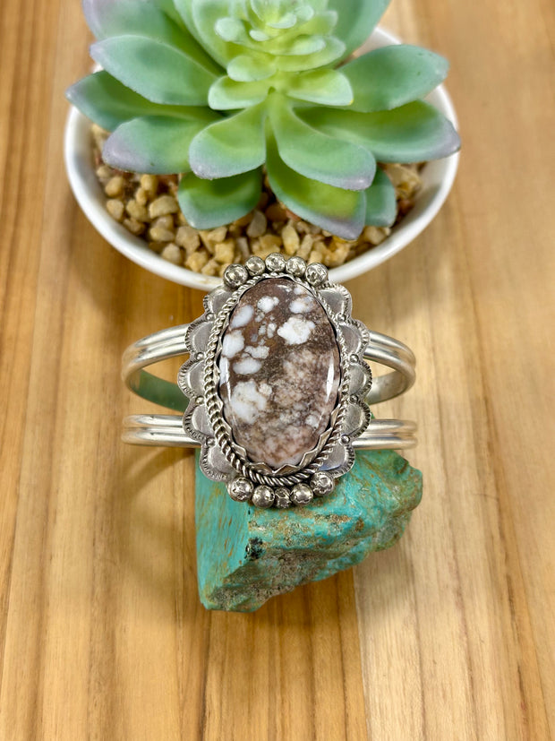 Wild Horse Oval Sterling Silver Cuff Bracelet