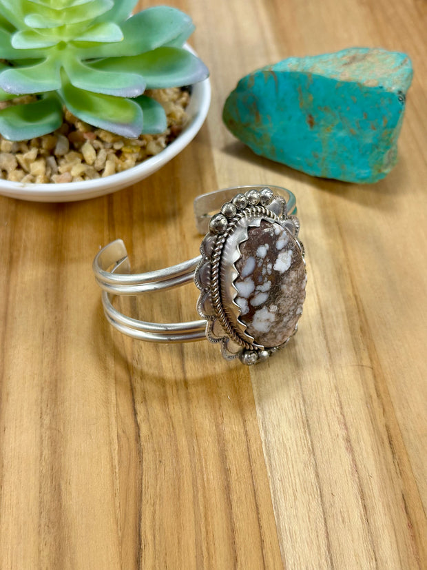 Wild Horse Oval Sterling Silver Cuff Bracelet