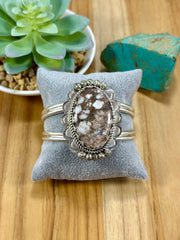 Wild Horse Oval Sterling Silver Cuff Bracelet