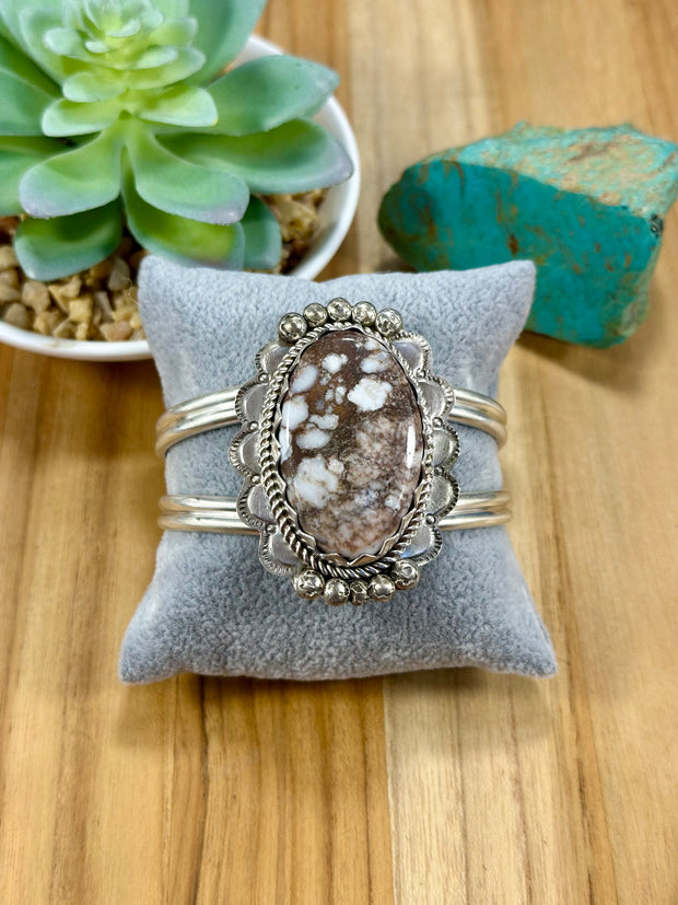 Wild Horse Oval Sterling Silver Cuff Bracelet