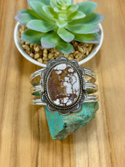 Wild Horse Oval Sterling Silver Cuff Bracelet