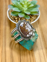 Wild Horse Oval Sterling Silver Cuff Bracelet