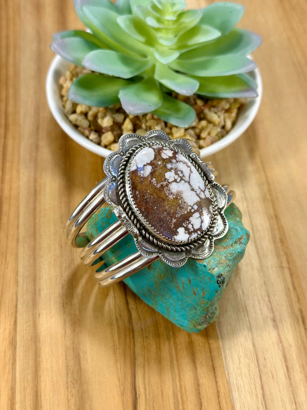 Wild Horse Oval Sterling Silver Cuff Bracelet