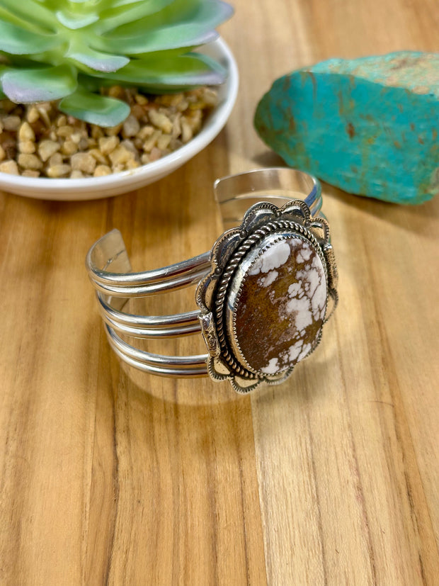 Wild Horse Oval Sterling Silver Cuff Bracelet