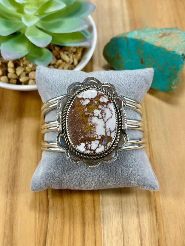 Wild Horse Oval Sterling Silver Cuff Bracelet