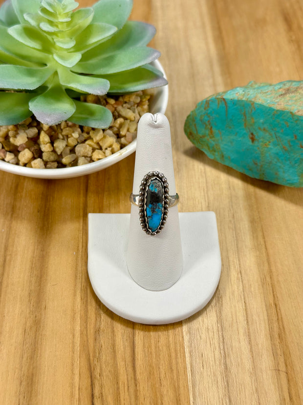 Kingman Turquoise Oval Sterling Silver Rings