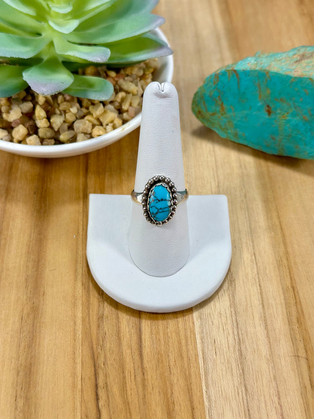 Kingman Turquoise Oval Sterling Silver Rings