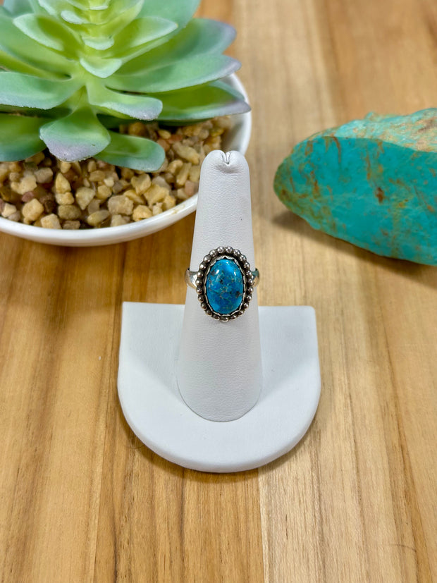 Kingman Turquoise Oval Sterling Silver Rings