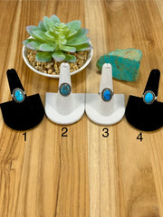 Kingman Turquoise Oval Sterling Silver Rings