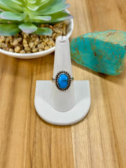 Kingman Turquoise Oval Sterling Silver Rings