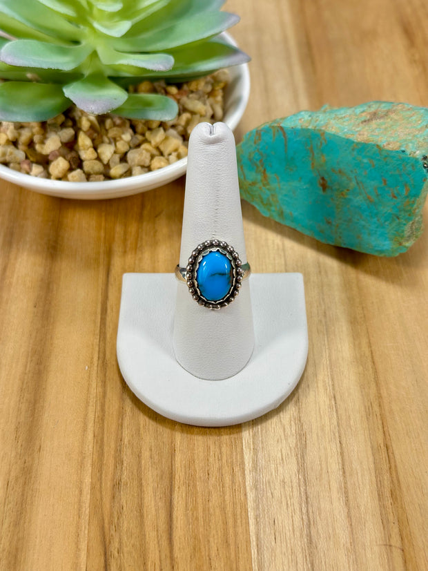 Kingman Turquoise Oval Sterling Silver Rings