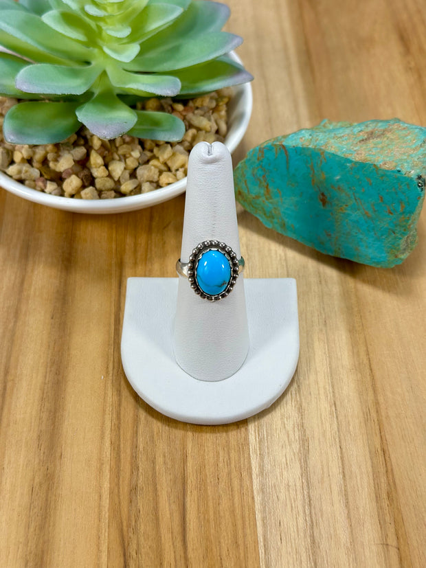 Kingman Turquoise Oval Sterling Silver Rings