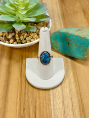 Kingman Turquoise Oval Sterling Silver Rings