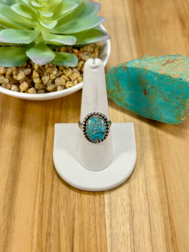 Kingman Turquoise Oval Sterling Silver Rings