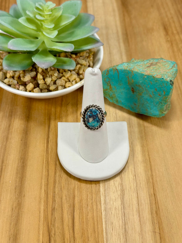 Kingman Turquoise Oval Sterling Silver Rings