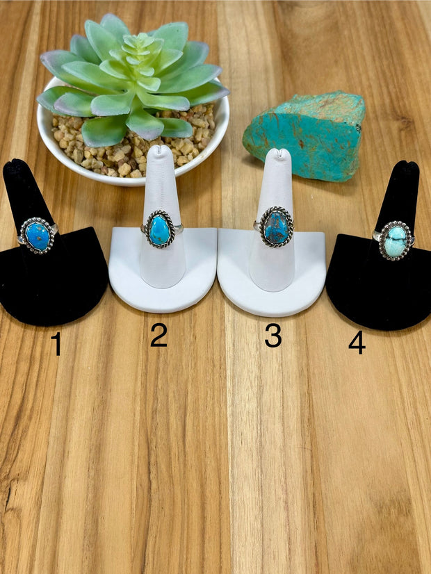 Kingman Turquoise Oval Sterling Silver Rings