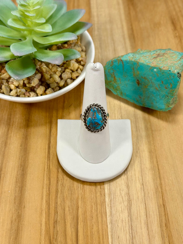 Kingman Turquoise Oval Sterling Silver Rings