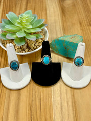 Kingman Turquoise Oval Sterling Silver Rings