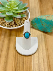 Kingman Turquoise Oval Sterling Silver Rings