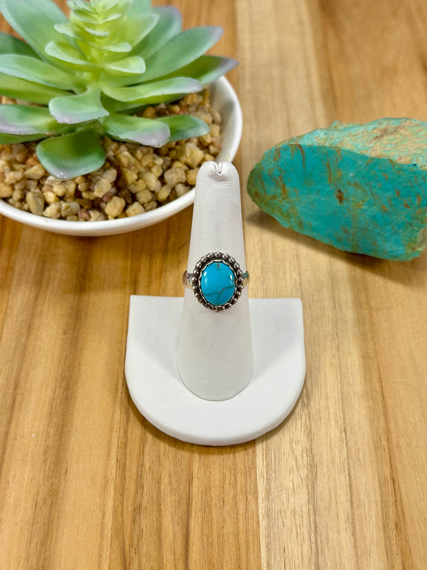 Kingman Turquoise Oval Sterling Silver Rings