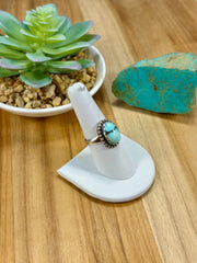 Kingman Turquoise Oval Sterling Silver Rings