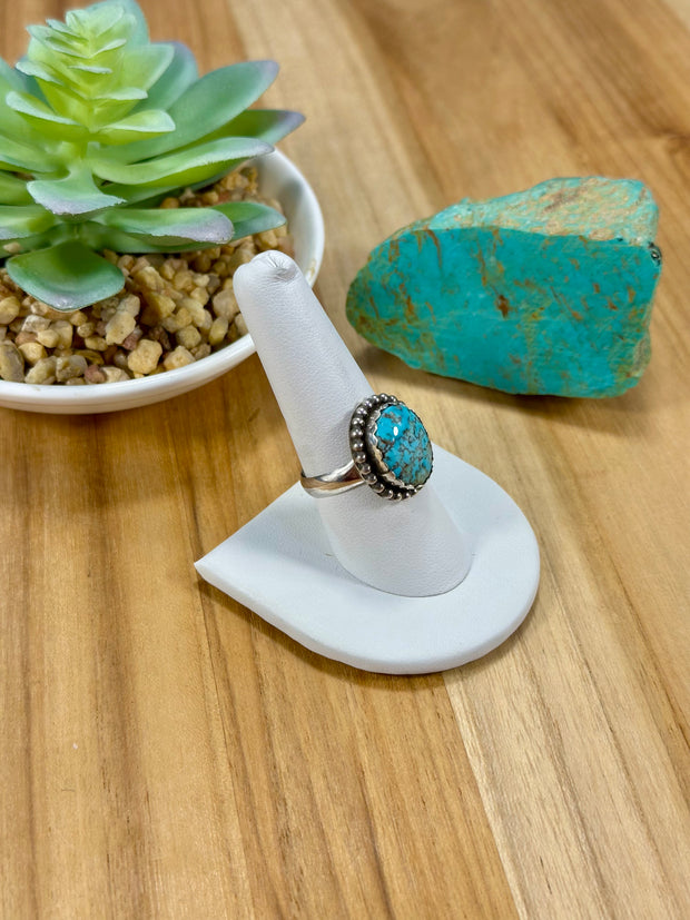 Kingman Turquoise Oval Sterling Silver Rings