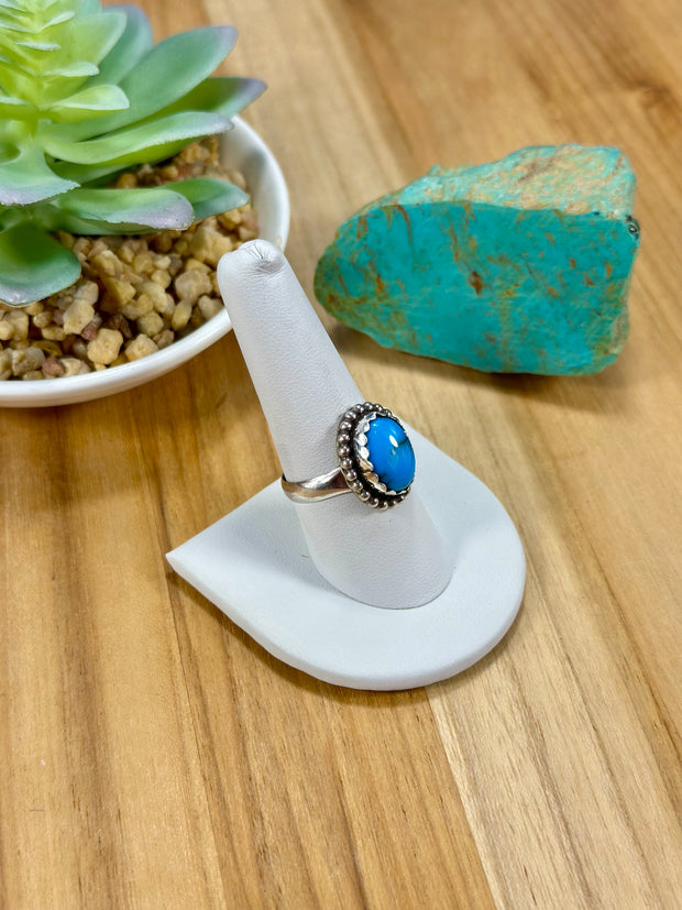 Kingman Turquoise Oval Sterling Silver Rings