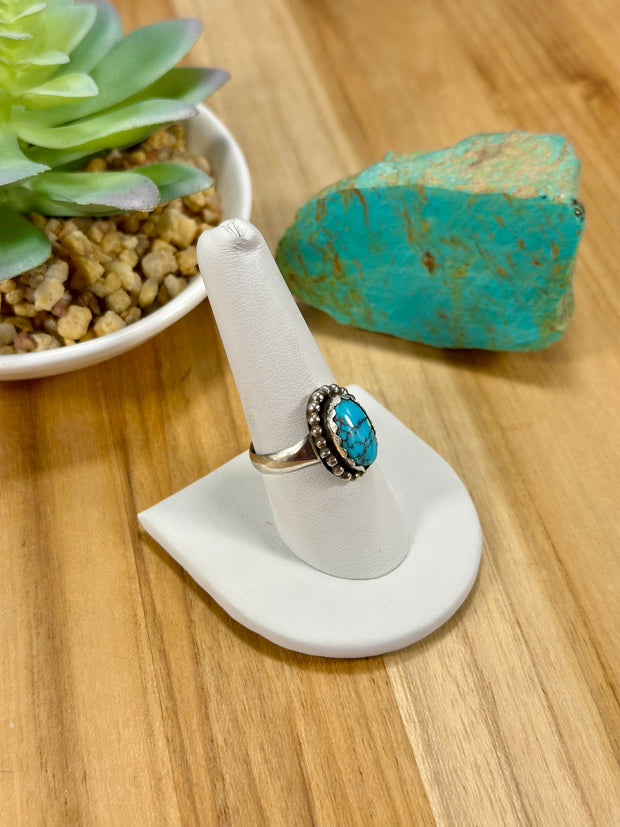 Kingman Turquoise Oval Sterling Silver Rings