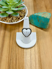 White Buffalo Heart Sterling Silver Rings