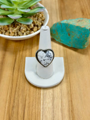 White Buffalo Heart Sterling Silver Rings