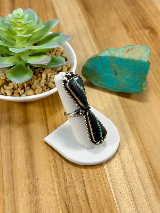 Black Jack 2 Stone Sterling Silver Ring